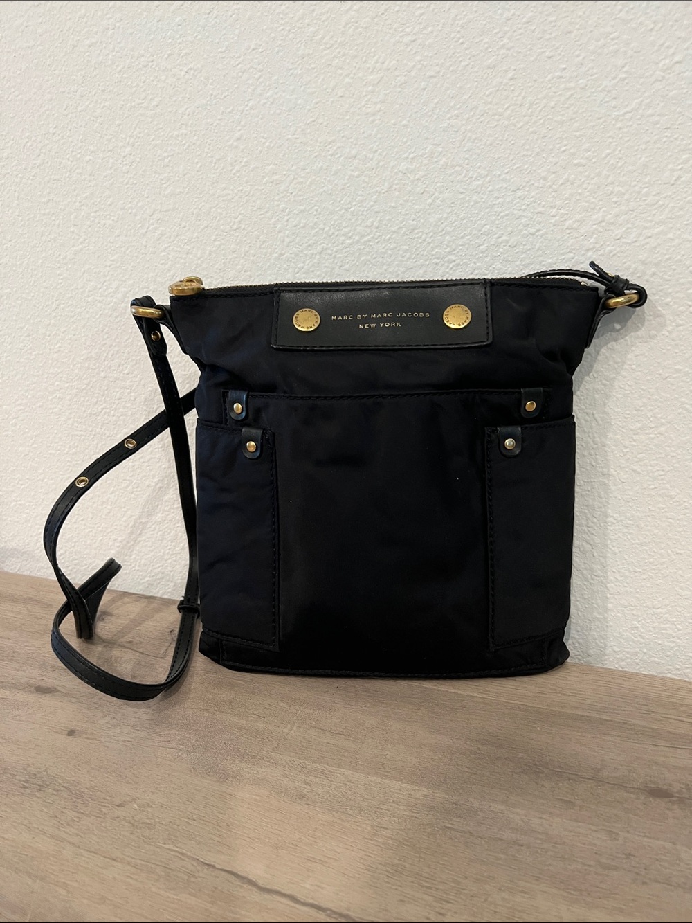 Marc by Marc Jacobs Black Nylon Crossbody with Gold Hardware